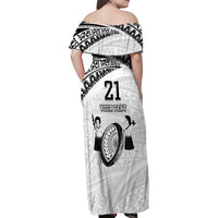 Custom Fiji Rugby Pacific Family Matching Off Shoulder Maxi Dress and Hawaiian Shirt Polynesian Palm Tattoo