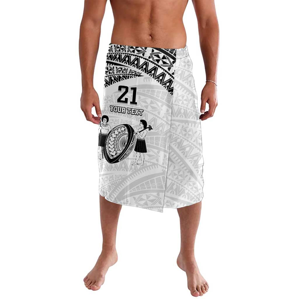 Custom Fiji Rugby Pacific Lavalava Polynesian Palm Tattoo LT9 White - Polynesian Pride