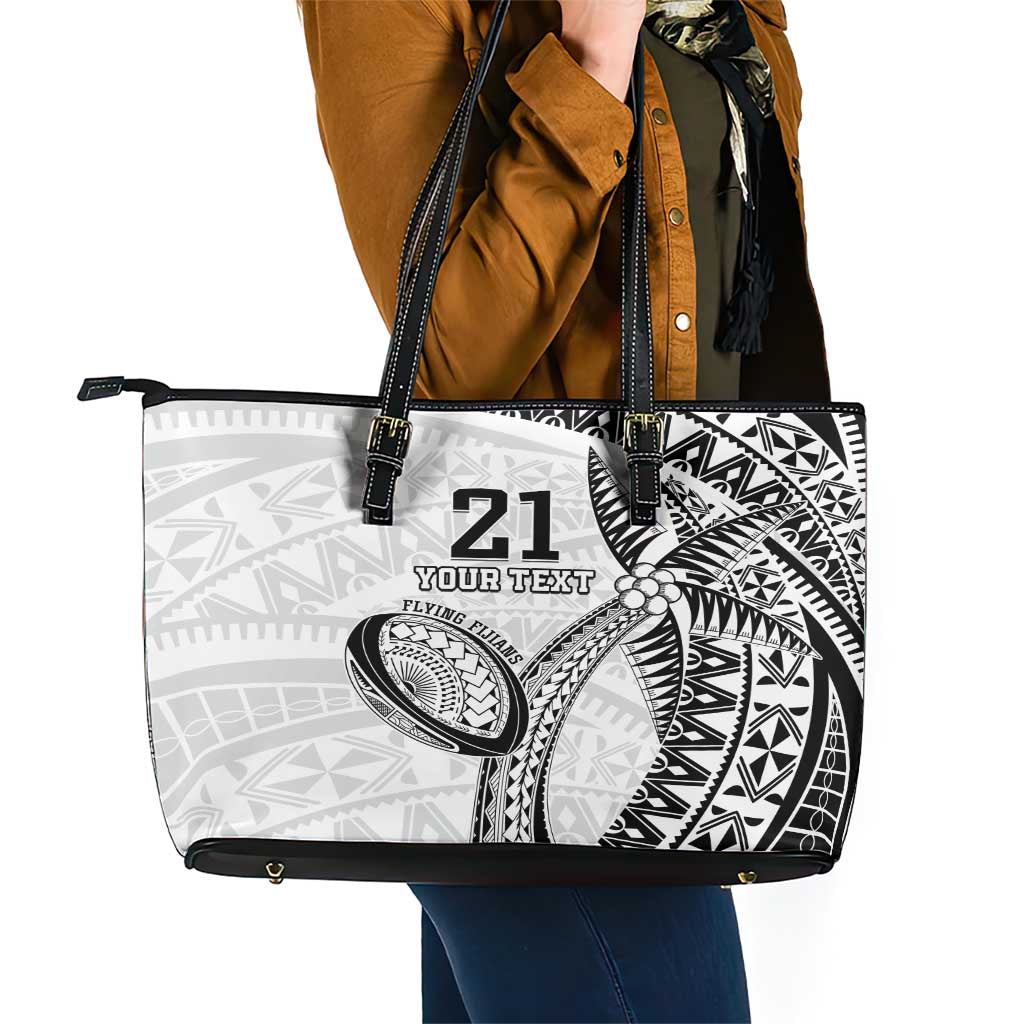 Custom Fiji Rugby Pacific Leather Tote Bag Polynesian Palm Tattoo LT9 - Polynesian Pride