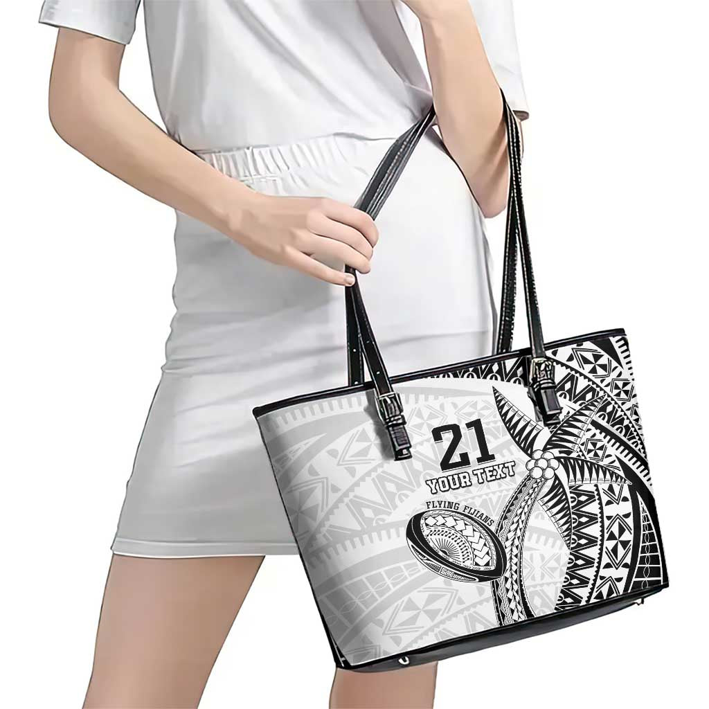 Custom Fiji Rugby Pacific Leather Tote Bag Polynesian Palm Tattoo LT9 - Polynesian Pride