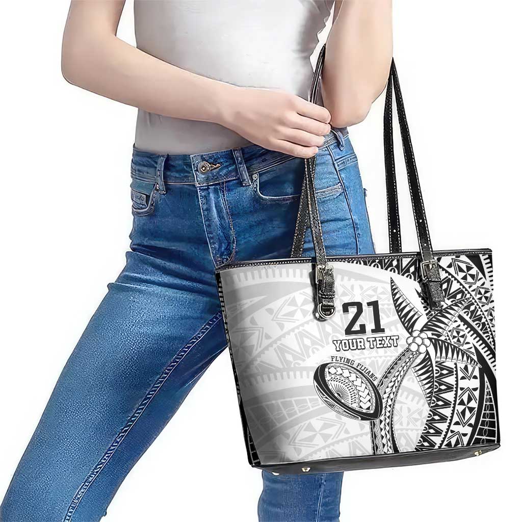 Custom Fiji Rugby Pacific Leather Tote Bag Polynesian Palm Tattoo LT9 - Polynesian Pride