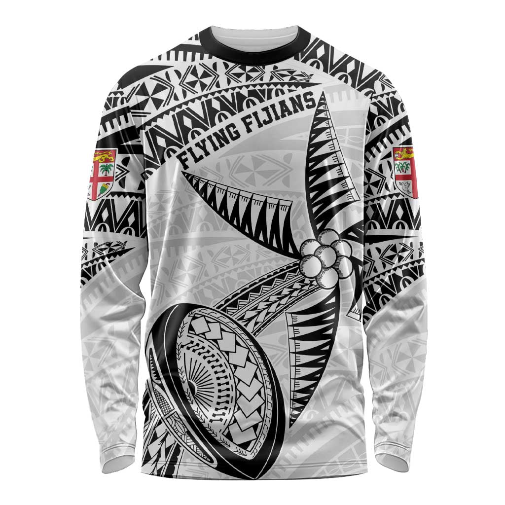 Custom Fiji Rugby Pacific Long Sleeve Shirt Polynesian Palm Tattoo