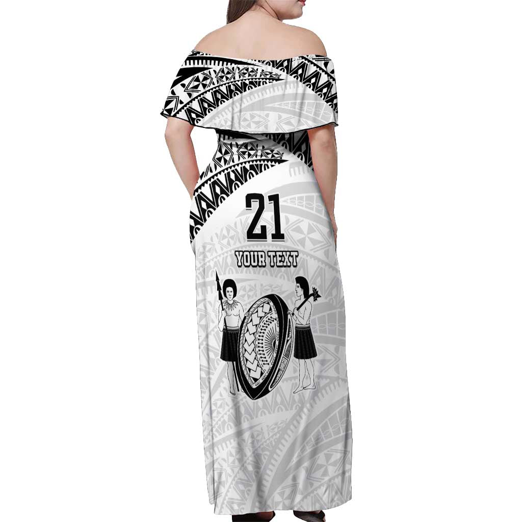Custom Fiji Rugby Pacific Off Shoulder Maxi Dress Polynesian Palm Tattoo LT9 - Polynesian Pride