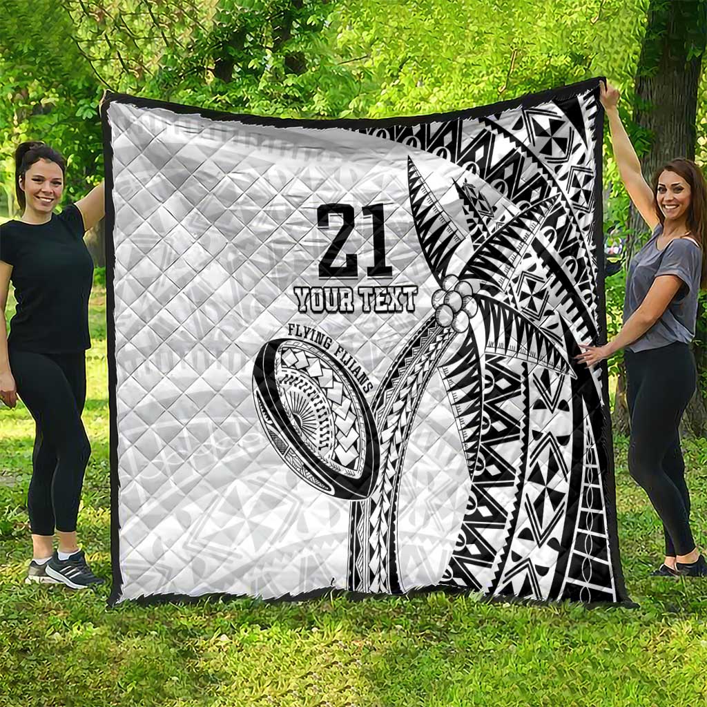 Custom Fiji Rugby Pacific Quilt Polynesian Palm Tattoo