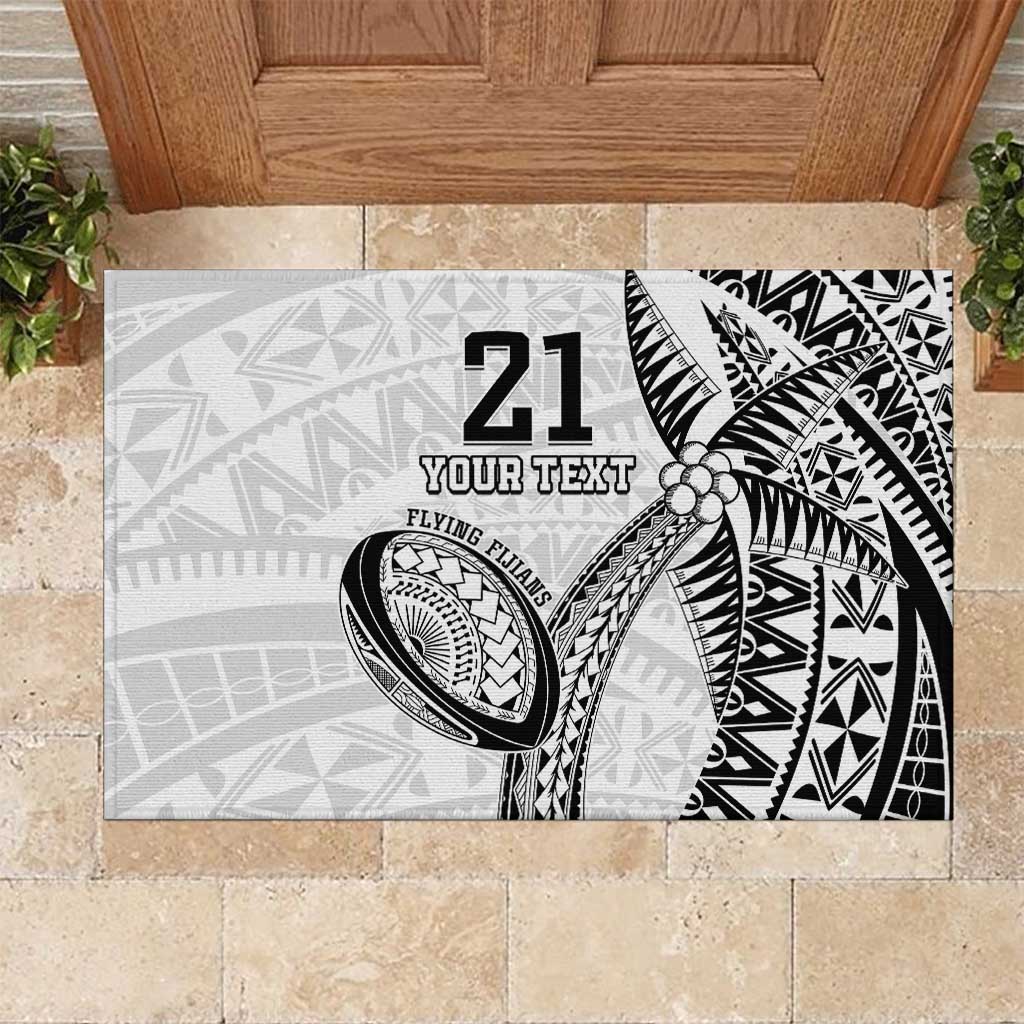 Custom Fiji Rugby Pacific Rubber Doormat Polynesian Palm Tattoo