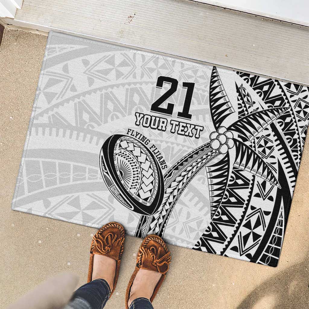 Custom Fiji Rugby Pacific Rubber Doormat Polynesian Palm Tattoo LT9 - Polynesian Pride