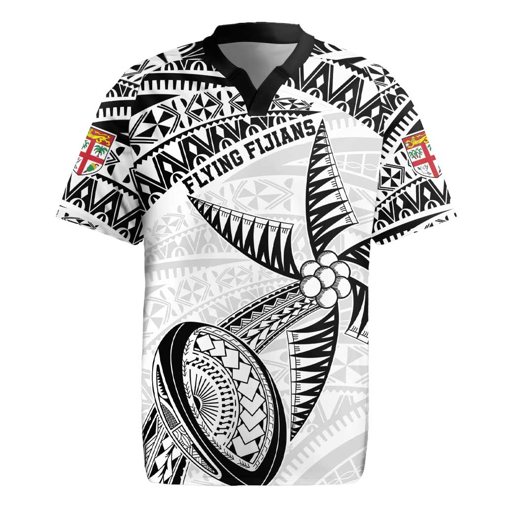 Custom Fiji Rugby Pacific Rugby Jersey Polynesian Palm Tattoo LT9 White - Polynesian Pride