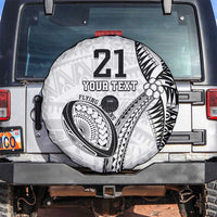 Custom Fiji Rugby Pacific Spare Tire Cover Polynesian Palm Tattoo LT9 White - Polynesian Pride