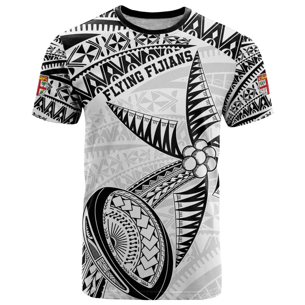 Custom Fiji Rugby Pacific T Shirt Polynesian Palm Tattoo LT9 White - Polynesian Pride