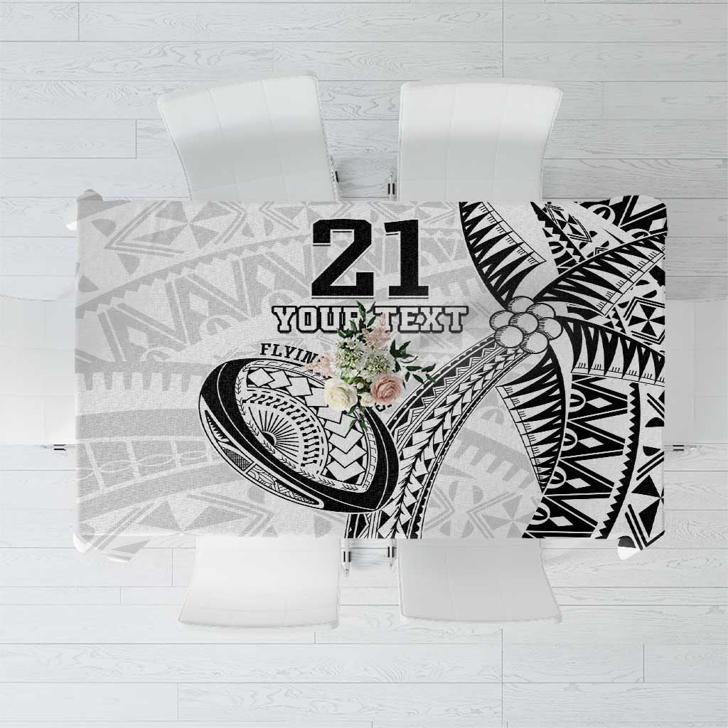 Custom Fiji Rugby Pacific Tablecloth Polynesian Palm Tattoo LT9 White - Polynesian Pride