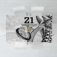 Custom Fiji Rugby Pacific Tablecloth Polynesian Palm Tattoo LT9 White - Polynesian Pride