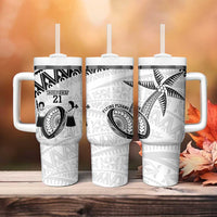 Custom Fiji Rugby Pacific Tumbler With Handle Polynesian Palm Tattoo LT9 - Polynesian Pride