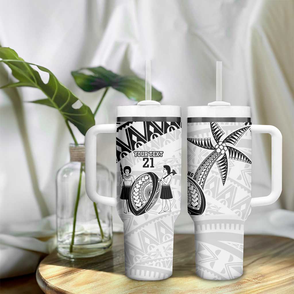 Custom Fiji Rugby Pacific Tumbler With Handle Polynesian Palm Tattoo LT9 - Polynesian Pride
