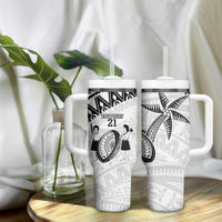 Custom Fiji Rugby Pacific Tumbler With Handle Polynesian Palm Tattoo LT9 - Polynesian Pride