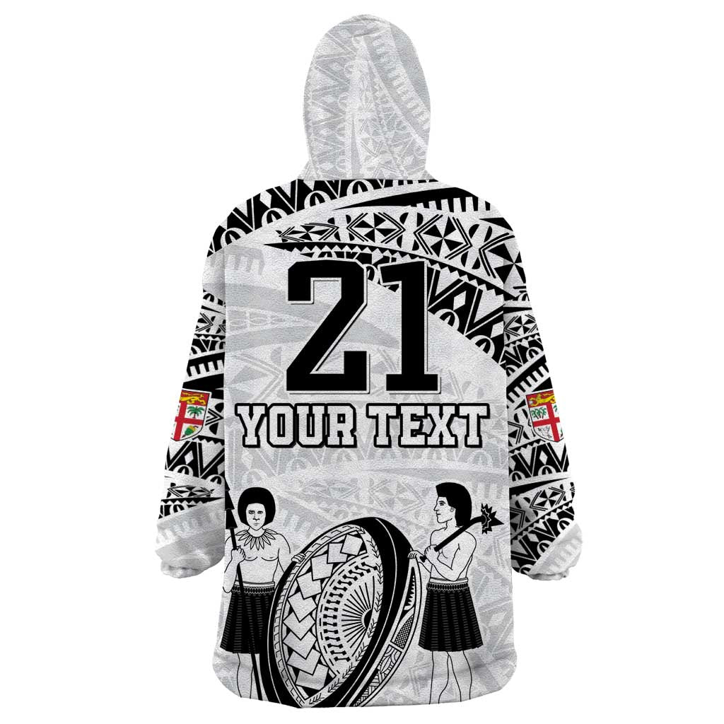 Custom Fiji Rugby Pacific Wearable Blanket Hoodie Polynesian Palm Tattoo LT9 - Polynesian Pride