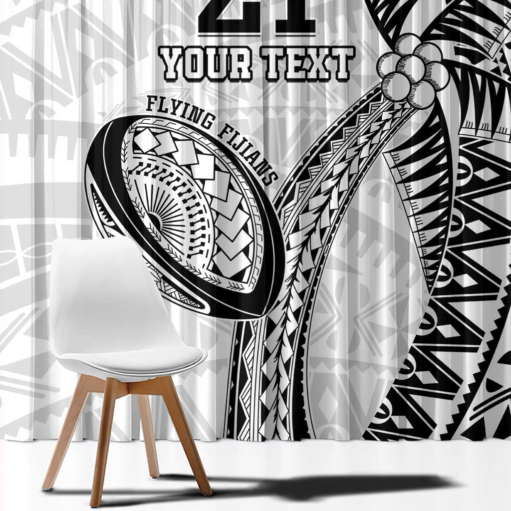 Custom Fiji Rugby Pacific Window Curtain Polynesian Palm Tattoo
