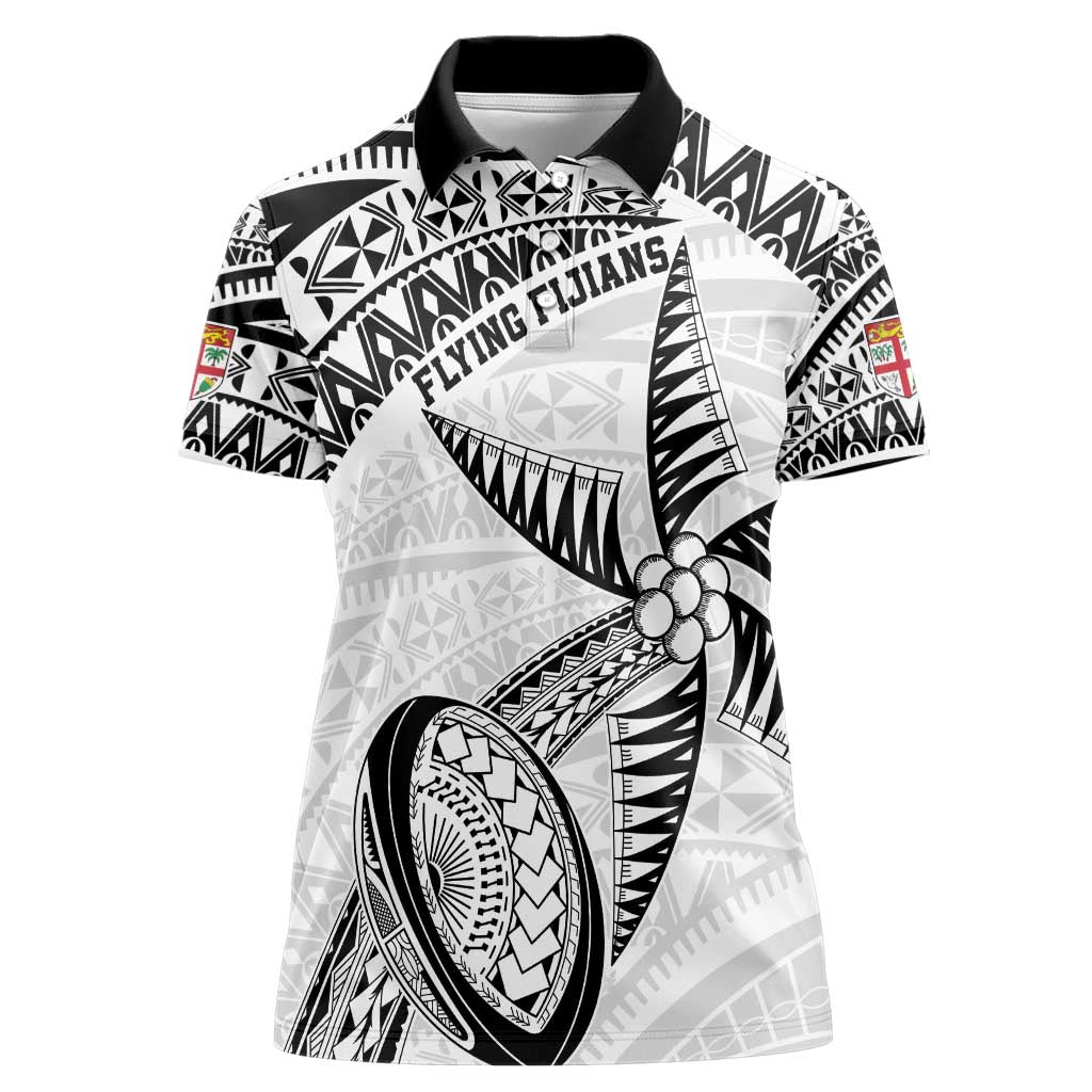 Custom Fiji Rugby Pacific Women Polo Shirt Polynesian Palm Tattoo