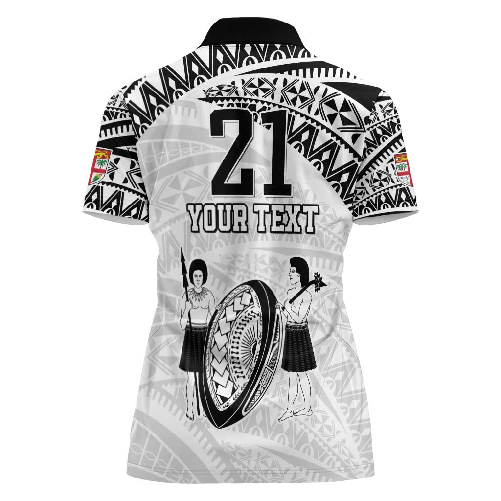 Custom Fiji Rugby Pacific Women Polo Shirt Polynesian Palm Tattoo