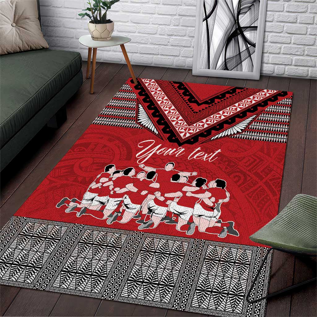 Personalised Tonga Rugby Pacific Area Rug Ikale Tahi Sipi Tau