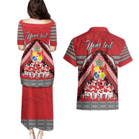 Personalised Tonga Rugby Pacific Couples Matching Puletasi and Hawaiian Shirt Ikale Tahi Sipi Tau LT9 - Polynesian Pride