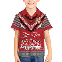 Personalised Tonga Rugby Pacific Family Matching Puletasi and Hawaiian Shirt Ikale Tahi Sipi Tau LT9 Son's Shirt Red - Polynesian Pride