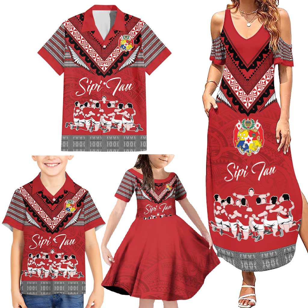 Personalised Tonga Rugby Pacific Family Matching Summer Maxi Dress and Hawaiian Shirt Ikale Tahi Sipi Tau