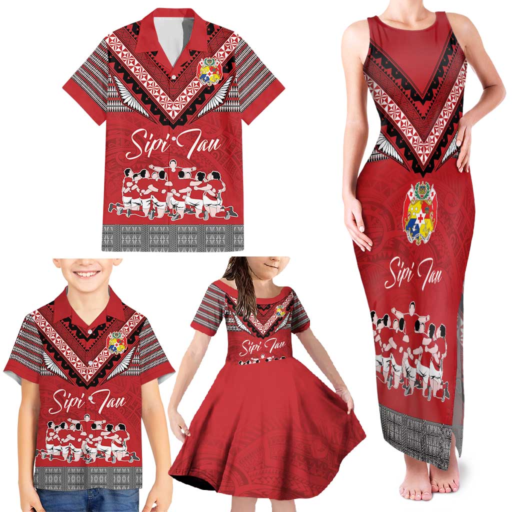 Personalised Tonga Rugby Pacific Family Matching Tank Maxi Dress and Hawaiian Shirt Ikale Tahi Sipi Tau LT9 - Polynesian Pride