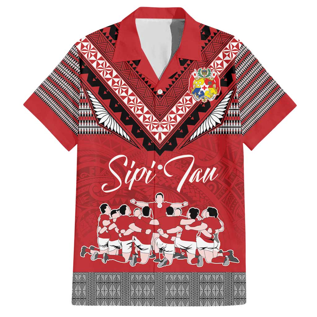 Personalised Tonga Rugby Pacific Hawaiian Shirt Ikale Tahi Sipi Tau LT9 Red - Polynesian Pride