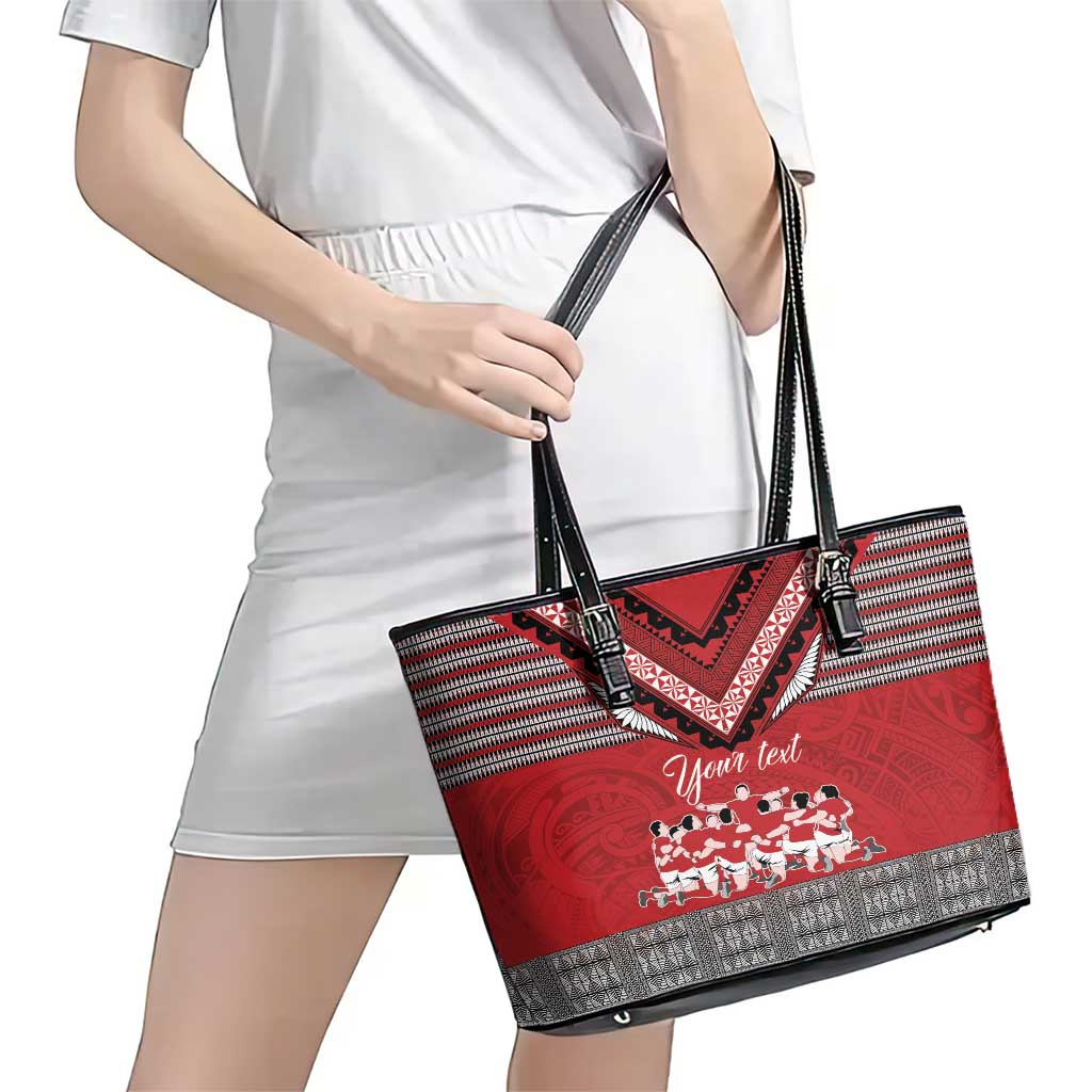 Personalised Tonga Rugby Pacific Leather Tote Bag Ikale Tahi Sipi Tau LT9 - Polynesian Pride
