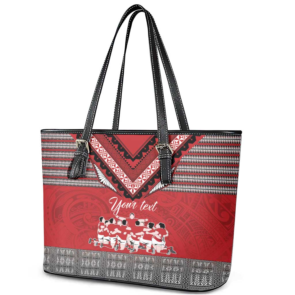 Personalised Tonga Rugby Pacific Leather Tote Bag Ikale Tahi Sipi Tau LT9 - Polynesian Pride