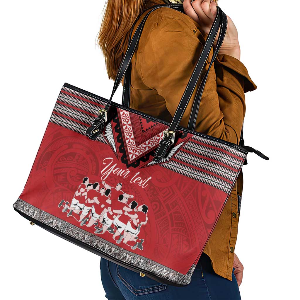 Personalised Tonga Rugby Pacific Leather Tote Bag Ikale Tahi Sipi Tau LT9 - Polynesian Pride
