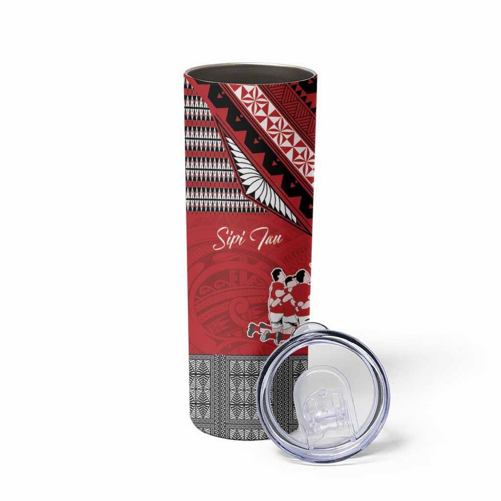 Personalised Tonga Rugby Pacific Skinny Tumbler Ikale Tahi Sipi Tau