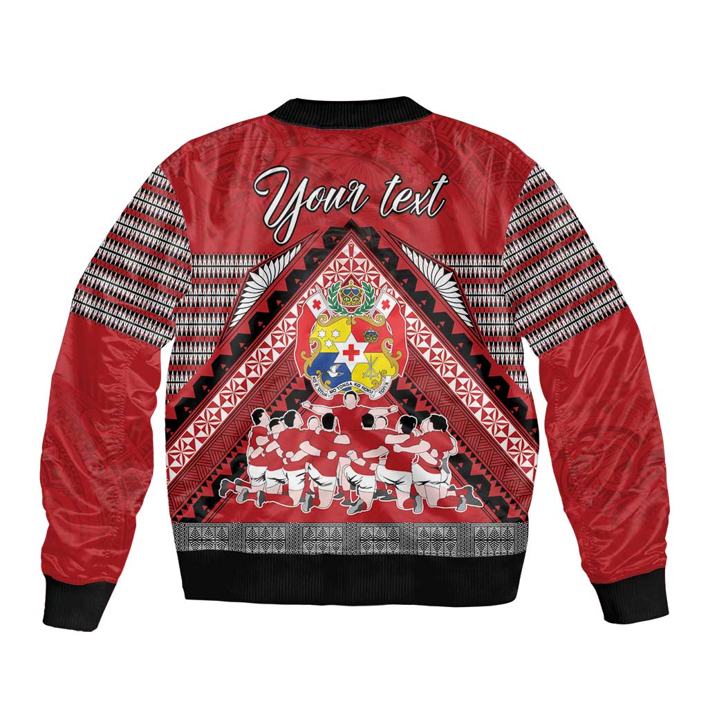 Personalised Tonga Rugby Pacific Sleeve Zip Bomber Jacket Ikale Tahi Sipi Tau