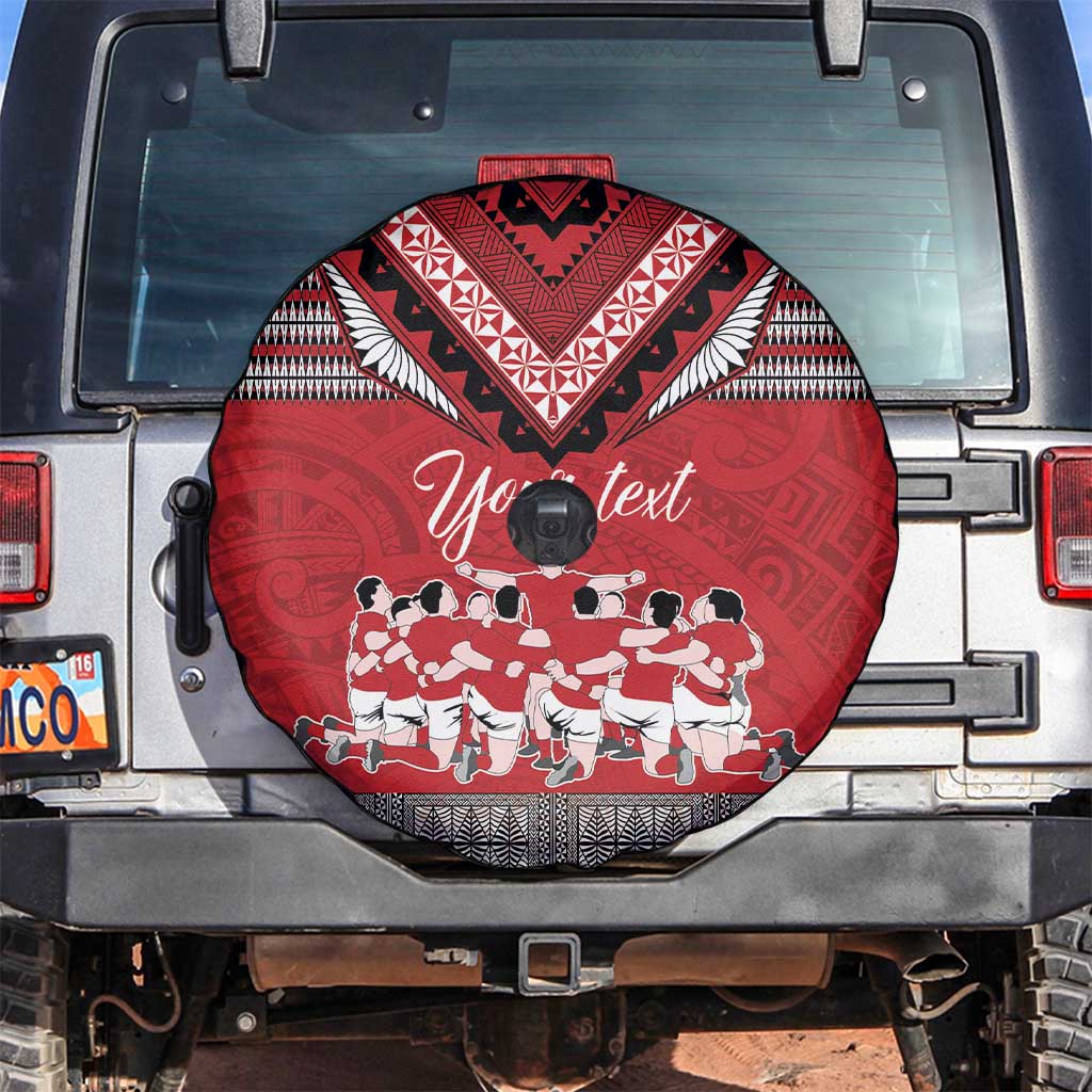 Personalised Tonga Rugby Pacific Spare Tire Cover Ikale Tahi Sipi Tau LT9 Red - Polynesian Pride