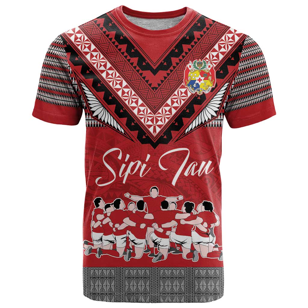 Personalised Tonga Rugby Pacific T Shirt Ikale Tahi Sipi Tau LT9 Red - Polynesian Pride