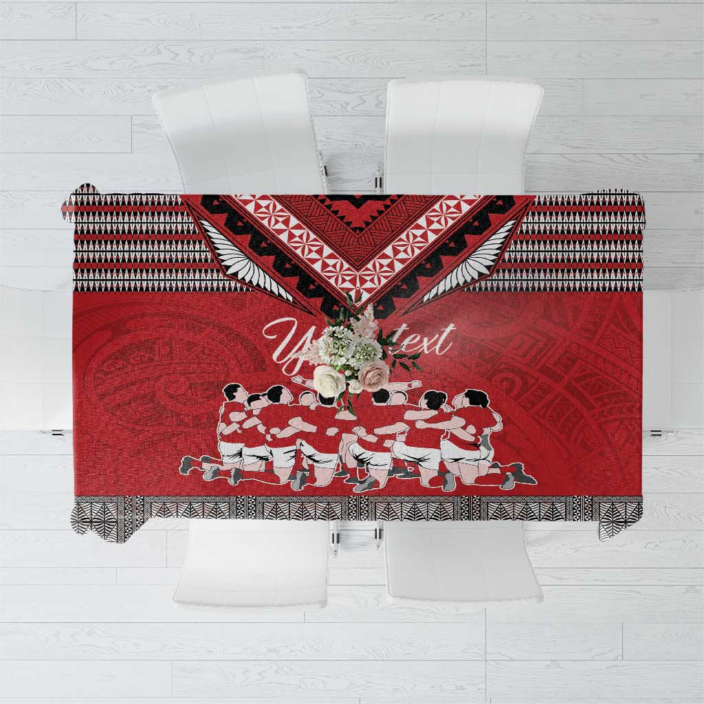 Personalised Tonga Rugby Pacific Tablecloth Ikale Tahi Sipi Tau LT9 Red - Polynesian Pride