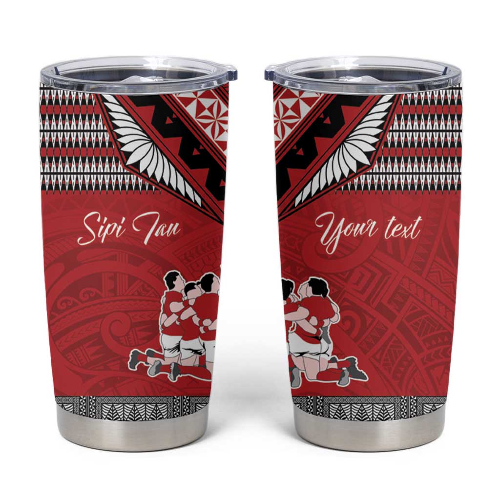 Personalised Tonga Rugby Pacific Tumbler Cup Ikale Tahi Sipi Tau LT9 Red - Polynesian Pride