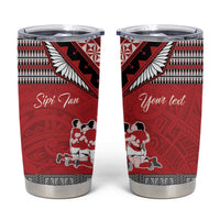 Personalised Tonga Rugby Pacific Tumbler Cup Ikale Tahi Sipi Tau LT9 Red - Polynesian Pride