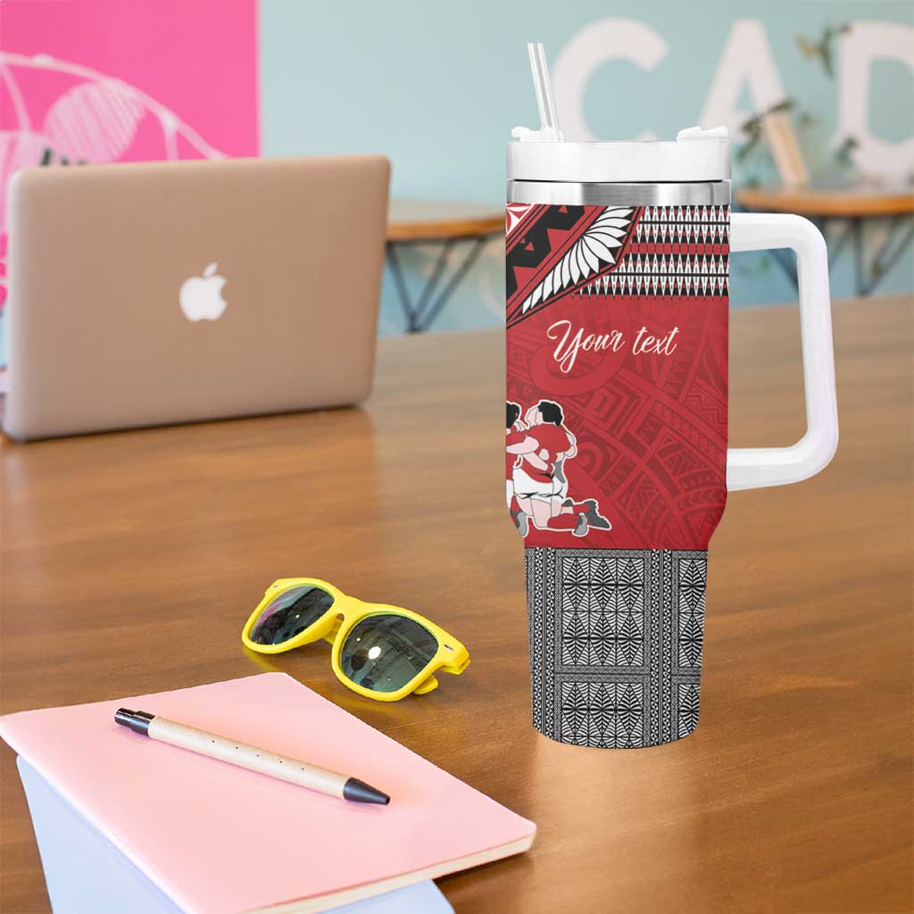 Personalised Tonga Rugby Pacific Tumbler With Handle Ikale Tahi Sipi Tau LT9 - Polynesian Pride