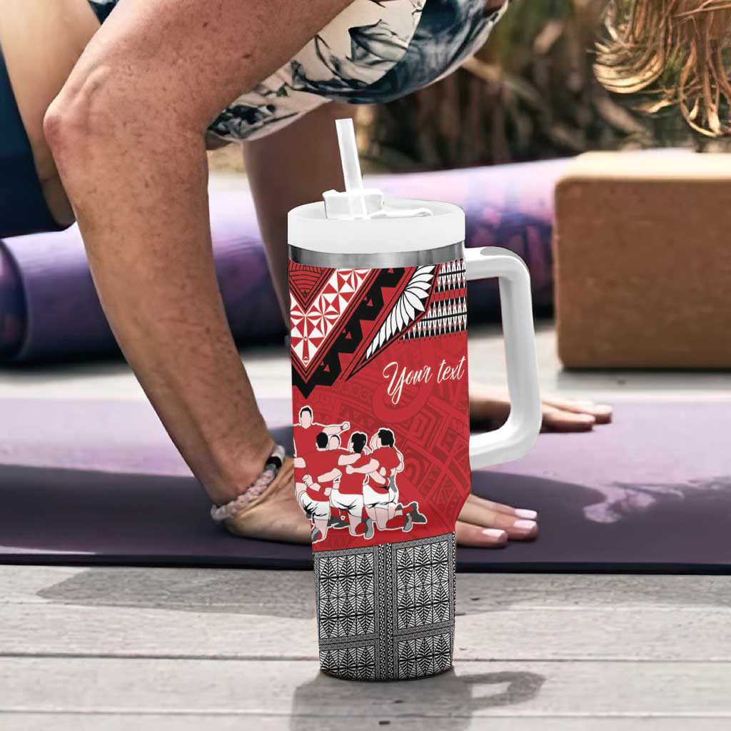 Personalised Tonga Rugby Pacific Tumbler With Handle Ikale Tahi Sipi Tau LT9 - Polynesian Pride