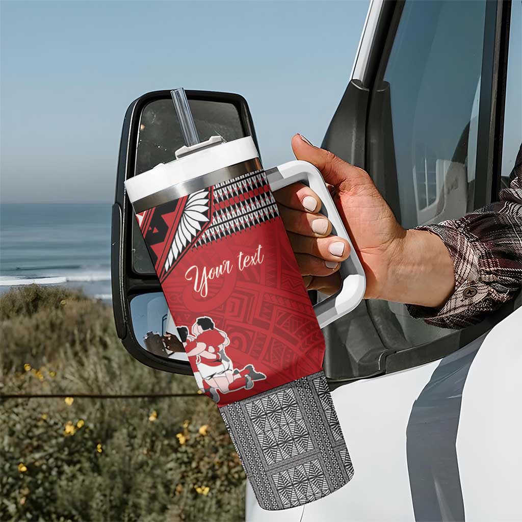 Personalised Tonga Rugby Pacific Tumbler With Handle Ikale Tahi Sipi Tau LT9 - Polynesian Pride