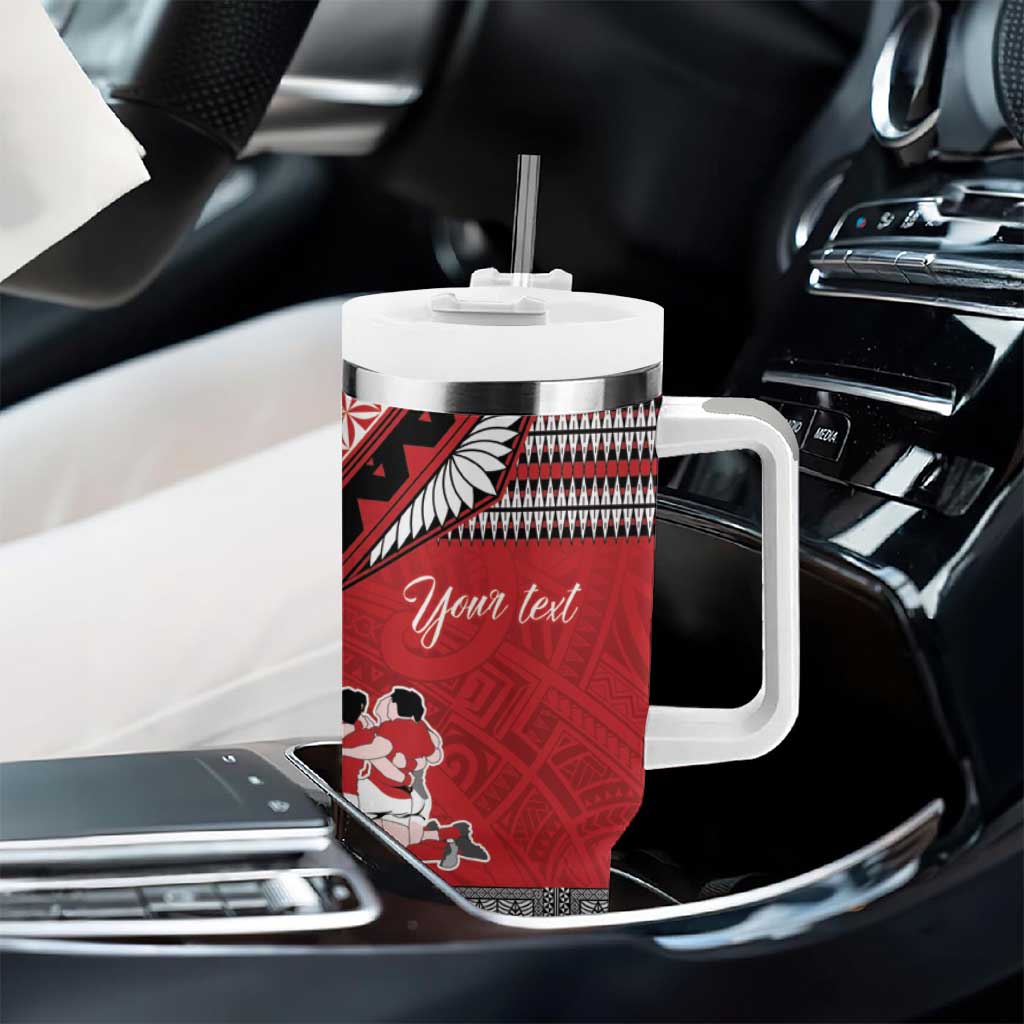 Personalised Tonga Rugby Pacific Tumbler With Handle Ikale Tahi Sipi Tau LT9 - Polynesian Pride