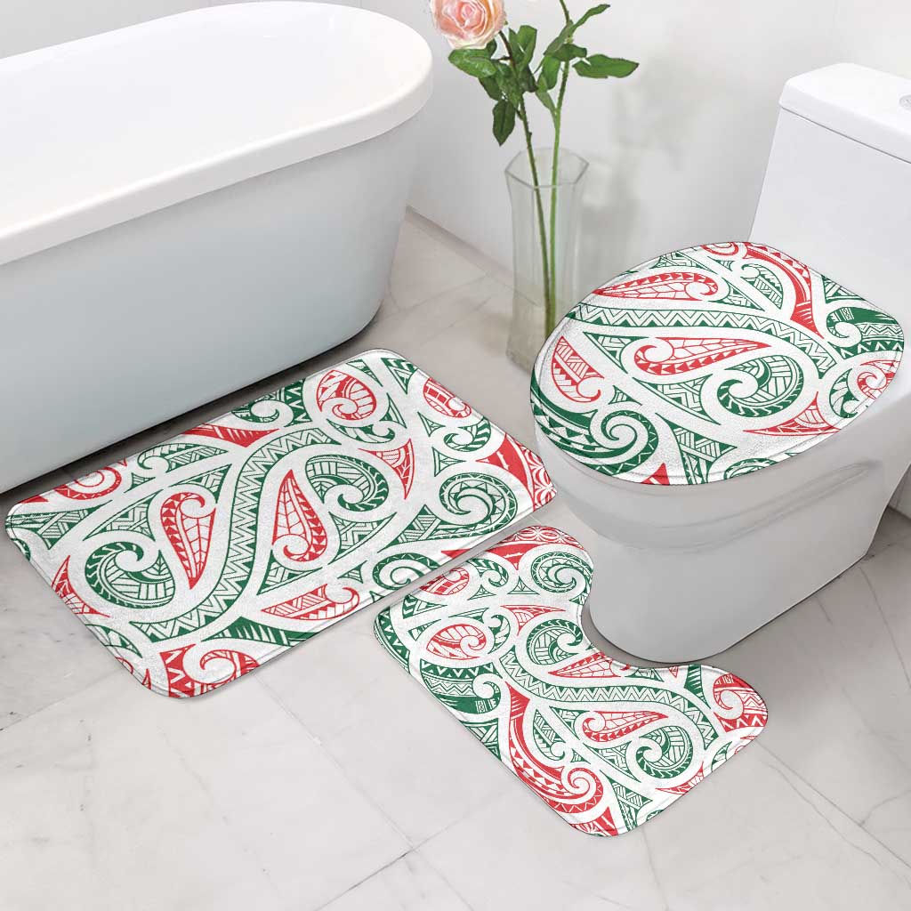 New Zealand Kowhaiwhai Christmas Bathroom Set Traditional Maori Koru Pattern - Polynesian Pride