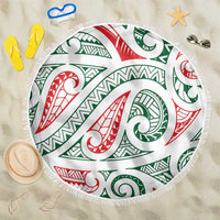 New Zealand Kowhaiwhai Christmas Beach Blanket Traditional Maori Koru Pattern - Polynesian Pride