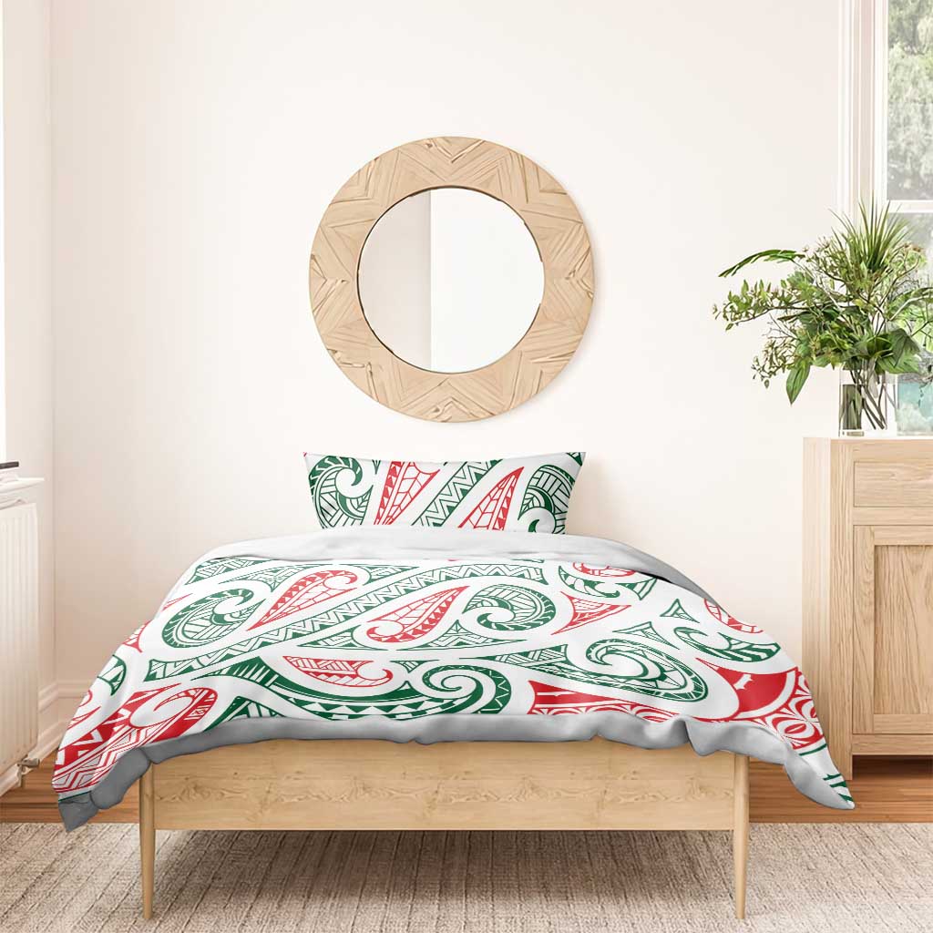 New Zealand Kowhaiwhai Christmas Bedding Set Traditional Maori Koru Pattern - Polynesian Pride