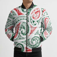New Zealand Kowhaiwhai Christmas Bomber Puffer Jacket Traditional Maori Koru Pattern - Polynesian Pride