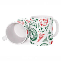 New Zealand Kowhaiwhai Christmas Ceramic Mug Traditional Maori Koru Pattern - Polynesian Pride