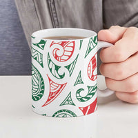 New Zealand Kowhaiwhai Christmas Ceramic Mug Traditional Maori Koru Pattern - Polynesian Pride