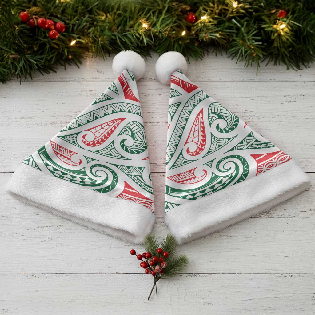 New Zealand Kowhaiwhai Christmas Santa Hat Traditional Maori Koru Pattern - Polynesian Pride