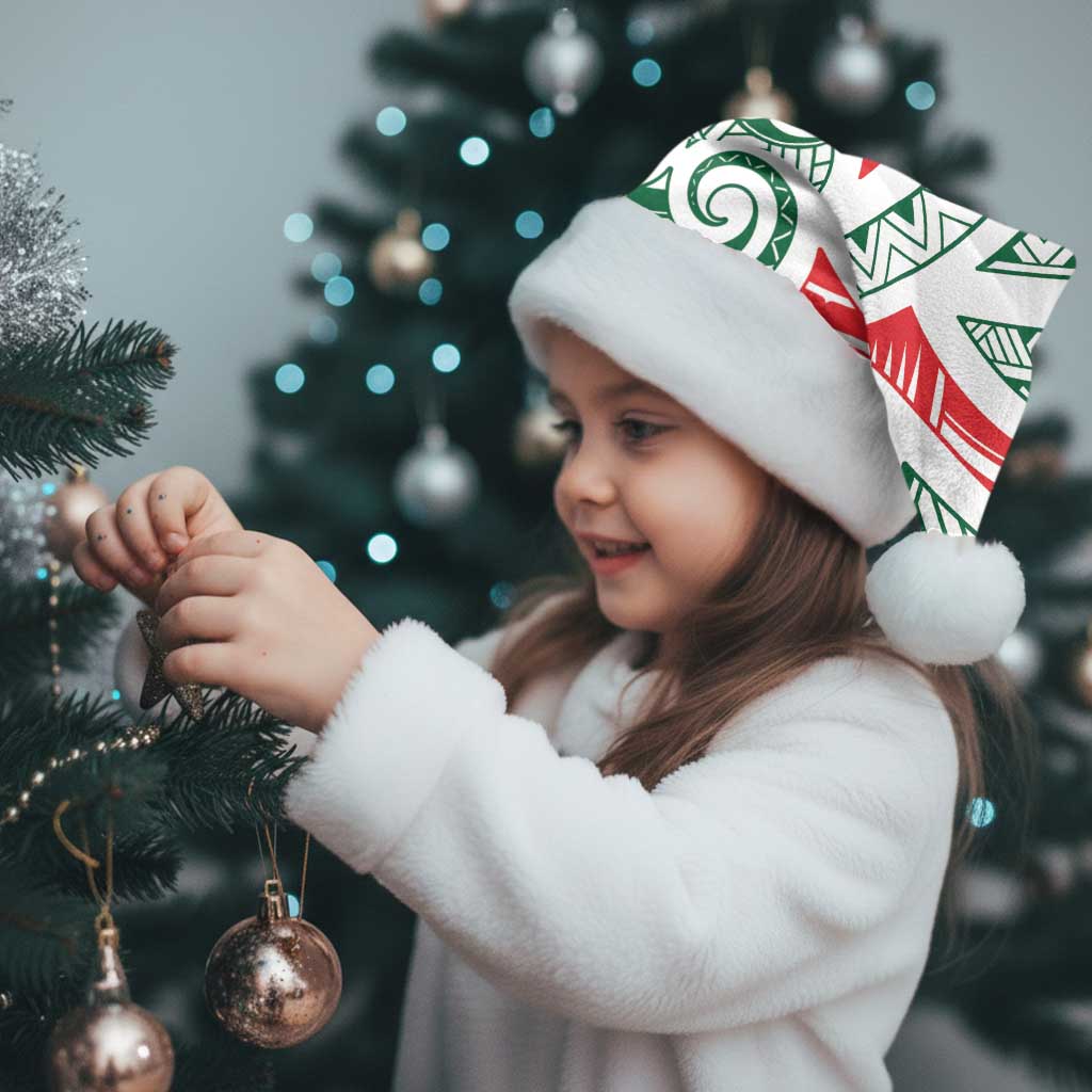 New Zealand Kowhaiwhai Christmas Santa Hat Traditional Maori Koru Pattern - Polynesian Pride